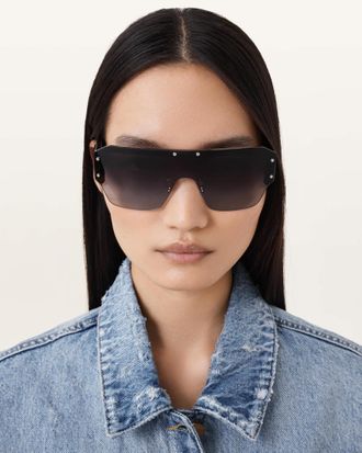 AllSaints Womens Acetate Erika Visor Sunglasses, Size: One Size