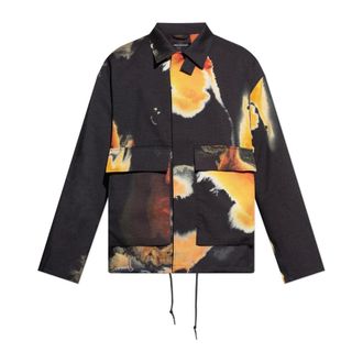 Yohji Yamamoto Light Jackets, male, Black, Size: M Jacket with pattern