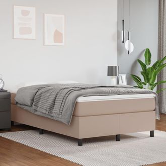 vidaXL Cama Box Spring Con Colch&oacute;n Cuero Sint&eacute;tico Capuchino 120x200cm Vidaxl