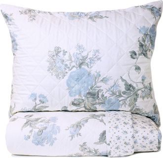 Melange Home Cotton Percale Jardin De Rose Quilt Set