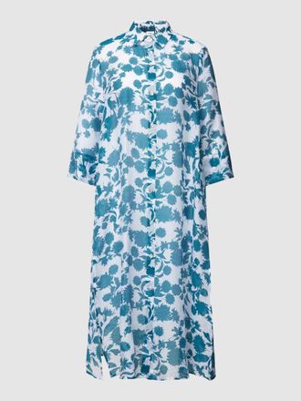 s.Oliver Black Label Hemdblusenkleid mit Allover-Muster in Petrol, Gr&ouml;&szlig;e 38