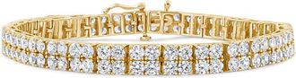 House of Brilliance 14K Yellow Gold 10.0 Cttw Diamond 2 Row Tennis Bracelet (L-M Color, I2-I3 Clarity) - Size 7.25 Inches
