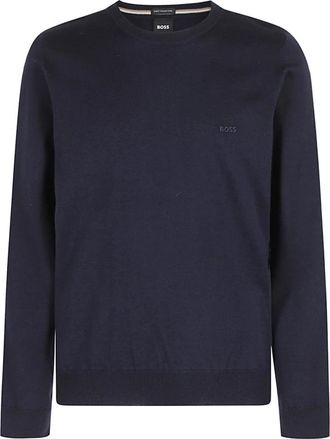 HUGO BOSS Botto L Ronde Hals Trui - Heren - Ronde hals truien - Blauw - 2XL - Wol - Truien & Vesten
