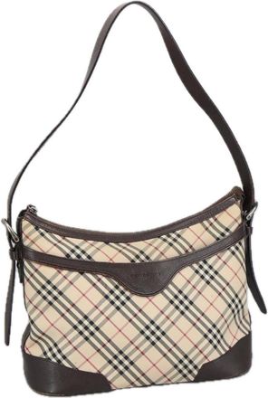 Burberry Nova Check Beige Canvas Shoulder Bag (Pre-Owned)