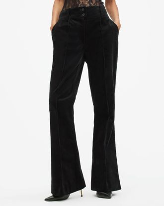 AllSaints Cotton Sevenh High-Rise Slim Flared Trousers, Size: UK 14/US 10