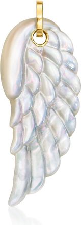 Ross-Simons Mother-Of-Pearl Angel Wing Pendant in 14kt Yellow Gold