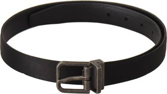 Dolce & Gabbana Zwart Kalfsleren Vintage Metalen Gesp Riem