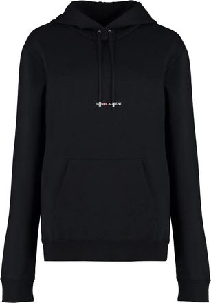 Saint Laurent Logo Print Hoodie - Dames - Hoodies - Zwart - XS - Katoen - Hoodies & sweatvesten