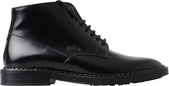 Dolce & Gabbana Mens Leather Laceup Boots Cy0777 Style - Black - Size EU 39