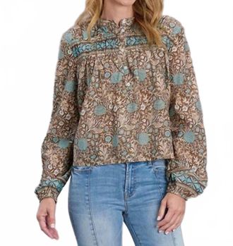 Stetson Carnation Print Blouse In Brown