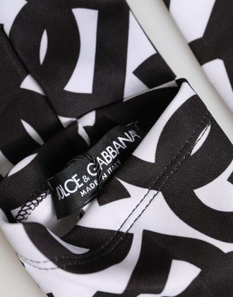 Dolce & Gabbana Black White DG Logo Elbow Length Mitten Womens Gloves