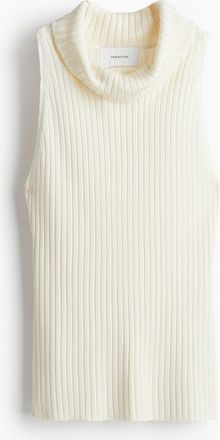 H&M Geripptes Rollkragentop - White