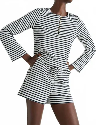 Nation Ltd Stacey Shorts In Navy Breton Stripe