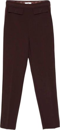 Elisabetta Franchi Pantaloni con piega stirata - Dames - Slim Fit Broeken - Bruin - S - Broeken