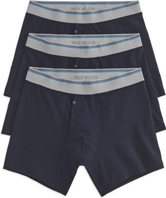 Mack Weldon Assorted 3-Pack Stretch Pima Cotton Boxer Briefs in Total Eclipse at Nordstrom, Size X-Large