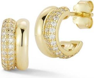 Glaze Jewelry Pav&eacute; Cubic Zirconia Double Row Hoop Earrings in Gold at Nordstrom Rack