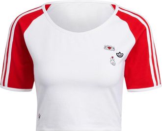 adidas (WMNS) adidas Originals x Mickey Mouse 3-Stripes Icon For Her Baby T-Shirt Asia Sizing White Red IY2268