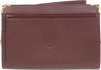 Cartier Bordeaux Leather Clutch Bag (Pre-Owned)