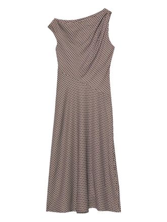 Calvin Klein one-shoulder patterned midi dress - women - Fabric - L - Neutrals