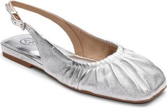 Ash Bibi Ruched Square Toe Slingback Flat in Silver at Nordstrom, Size 10Us