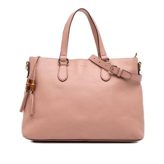 Gucci Pre-owned Womens Bamboo Shopper Tote Bag - Rose Gold Leather - One Size