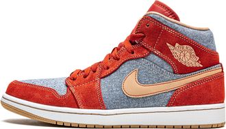 Nike Jordan Mens Air 1 Mid SE DM4352 600 Denim Red Suede - Size, Cinnabar/Hemp-white, 8 UK