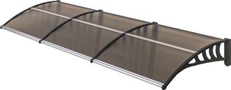 OUTSUNNY Tettoia Esterna Finestre E Porte 303x96cm In Policarbonato Marrone