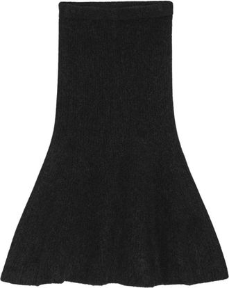 Remain Gebreide Midi-rok - Dames - Midirokken - Zwart - L - Wol - Rokken