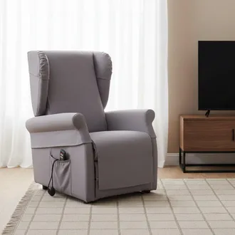 Dmora Butaca Treia, Funda Desmontable, Reclinable Hecho En Italia, Brazos, 75x84x107h Cm Gris Claro