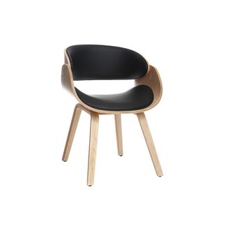 Miliboo Silla Negra Y Madera Clara Nogal Bent