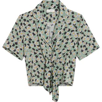 Sandro Print Tie Front Shirt in Multicolor at Nordstrom Rack, Size 4 (Fits Like 10 Us)