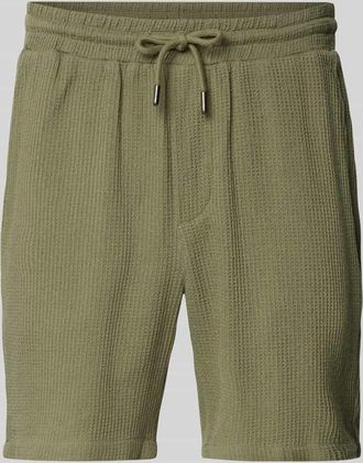 Only & Sons Shorts mit Strukturmuster und elastischem Bund Modell BERTIL in Oliv, Größe XXL