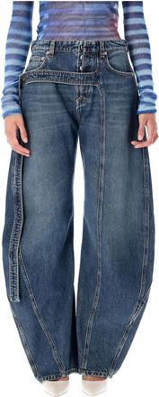 Jean Paul Gaultier Jeans, Dames, Blauw, W26, Denim, Vintage Blauwe Denim Strap Jeans