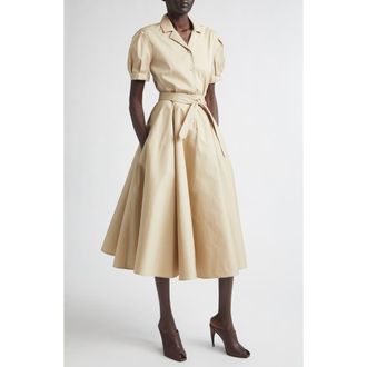 Alexander McQueen Belted Cotton Shirtdress in Uniform Beige at Nordstrom, Size 4 Us