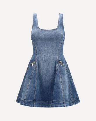 Self Portrait Denim flared mini Dress Female 6