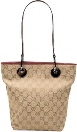 Gucci Pre-owned Eclipse Tote Bag - Dames - Vintage Shopper - Beige - ONE Size - Leer - Vintage