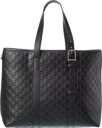 Gucci Gg Emblem Large Leather Tote