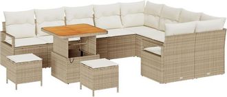 vidaXL Garden Sofa Set with Pillow 12 pcs Beige, Cream 80 x 80 x 71 cm Vidaxl