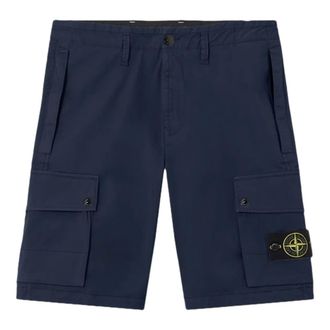 Stone Island Casual Shorts, male, Blue, Size: W30 Slim-fit Cargo Bermuda Shorts