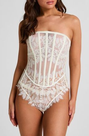 Hunkem&ouml;ller Chalice Strapless Bustier Top in Snow White at Nordstrom, Size 32E