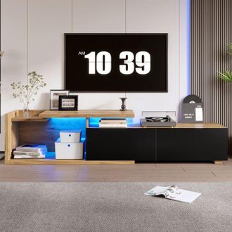 OEM Mueble De Tv - Con Iluminaci&oacute;n Led - 2 Cajones - Dise&ntilde;o Flexible 2 En 1 - Mueble De Sal&oacute;n - 133&times;40&times;45cm