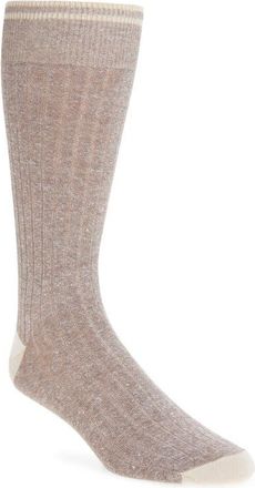 Nordstrom Ribbed Linen Blend Dress Socks in Taupe at Nordstrom