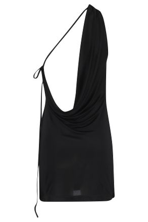 Amazu&igrave;n Asymmetrical Draped Mini Dress With Adjustable Drawstring Closure