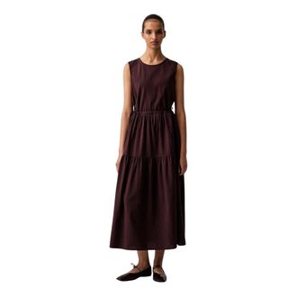 Marc O'Polo Maxi jurk met wijde rok - Dames - Casual kleedjes - Bruin - L - Katoen - Kleedjes