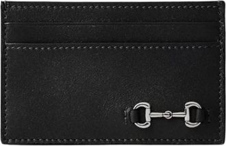 Gucci Accessoires, Dames, Zwart, ONE Size, Leer, Kaarthouder met Horsebit