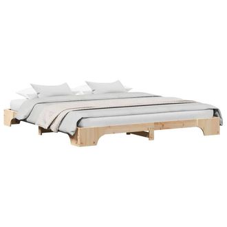 Berkfield Home Modern Bed Frame Natural Solid Pine Wood 200 x 200 cm Durable