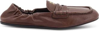 Miu Miu Schoenen, Dames, Bruin, 38 1/2 EU, Leer, Ruches Ballerina