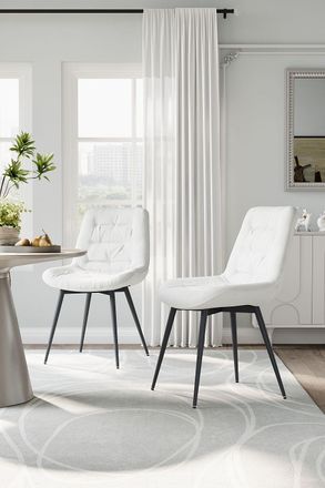 Living and Home 2pcs Teddy Fleece Upholstered Dining Chair in White