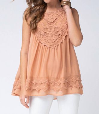 Entro Crochet Bohemian Tank In Blush