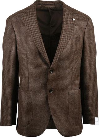 Lubiam Checkered Virgin Wool Jacket with Rounded Silhouette